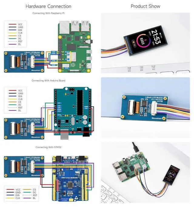 Alt view image 6 of 7 - 1.9inch LCD Display Module, 170×320 Resolution, SPI Interface, IPS, 262K Colors