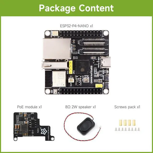 Alt view image 2 of 7 - ESP32-P4-NANO High-Performance Development Board, Based On ESP32-P4 Chip with RISC-V Dual-core and Single-core Processors, Bundle with PoE Module (4 Items)