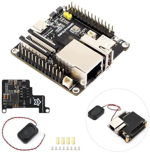 Main image of ESP32-P4-NANO High-Performance Development Board, Based On ESP32-P4 Chip with RISC-V Dual-core and Single-core Processors, Bundle with PoE Module (4 Items)