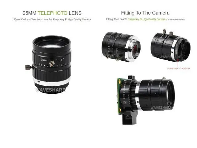 Alt view image 3 of 5 - Industrial Telephoto Lens with 25mm Focal Length Multi Field Angle C-Mount Compatible with HQ Camera