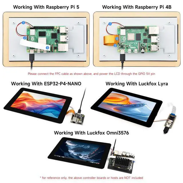 Alt view image 5 of 7 - 7inch DSI Capacitive Touch Display, Compatible with 5/4B/3B/CM3/3+/4, 720×1280, IPS Panel, Optical Bonding Toughened Glass Panel, 10-Point Touch, Anti-Fingerprint Process