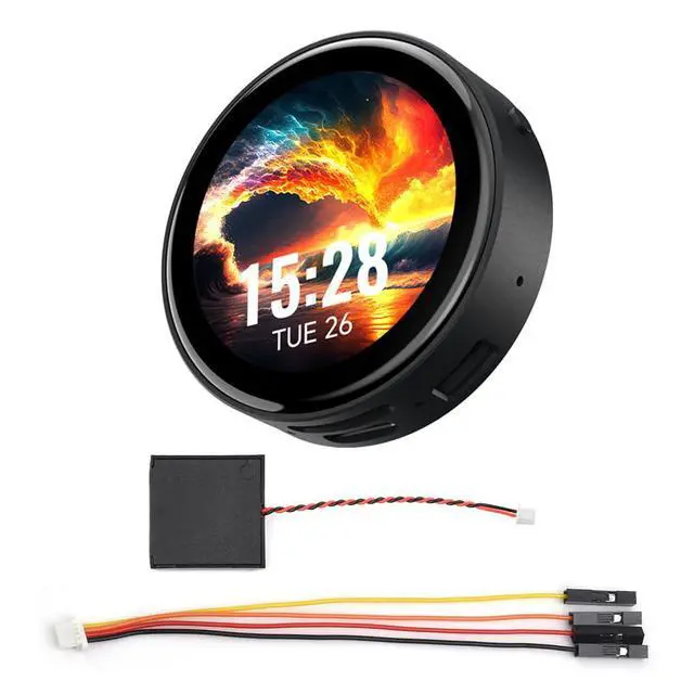 Main image of ESP32-C6 1.43inch AMOLED Touch Round Display Development Board, 466×466 Pixels, 160MHz RISC-V Processor, QSPI Interface, Dual Digital Microphone Array, with Enclosure