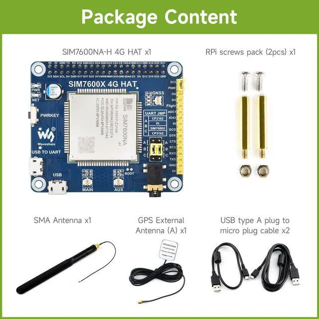 Alt view image 2 of 7 - SIM7600NA-H 4G HAT, Compatible with /Jetson Nano, with GPS, SIM, Audio, AT Command Control, UART Debugging, 3G/4G Communication, Positioning, and Voltage Translator