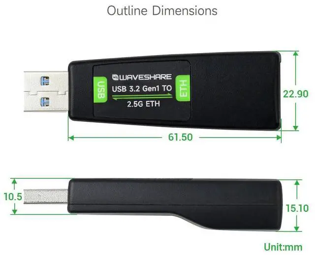 Alt view image 7 of 7 - USB to 2.5G Ethernet Port Converter, High-Speed Networking, No Driver Required 2.5G USB Ethernet Adapter, Compatible with 5/Jetson Nano/PC and Windows/MacOS/Linux/Android System