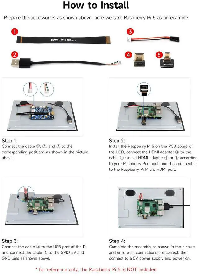 Alt view image 5 of 7 - 10.1inch High Resolution Capacitive Touch Display, Compatible with 5/4B/3B/Zero/Zero W/Zero 2W/Pico/Pico, Supports Windows and Jetson Nano, IPS Display, 10-Point Touch