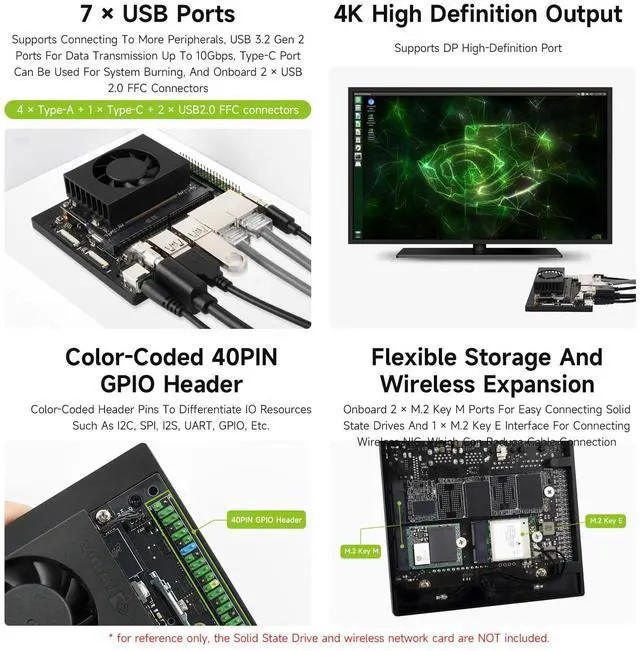 Alt view image 5 of 7 - Jetson Orin Nano/NX Super Dual Ethernet Base Board Compatible with Jetson Orin Nano and Jetson Orin NX Modules, Designed for NV Jetson Orin Nano Super AI Development Kit