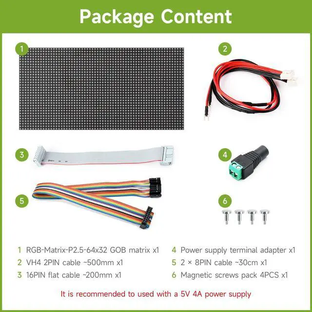 Alt view image 2 of 6 - RGB Full-Color LED Matrix Panel, 2.5mm Pitch, 64×32 Pixels, Adjustable Brightness, GOB Version