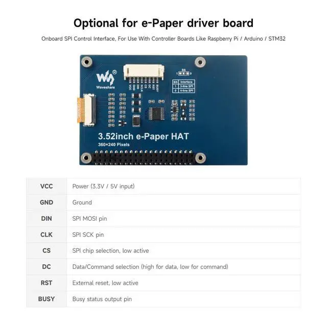 Alt view image 6 of 7 - 3.52inch e-Paper Display (B), e-Ink Display, 360x240, Red/Black/White, SPI Interface, Raw E-Paper, Without Driver Board