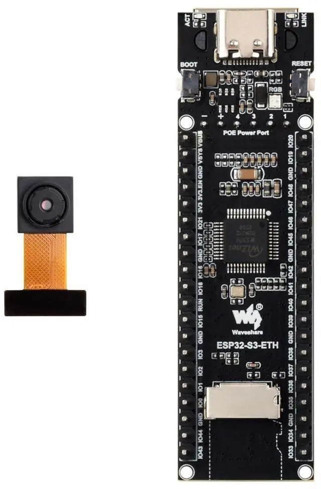 Main image of ESP32-S3 ETH Dev Board, with Pre-soldered Headers, OV5640 Camera