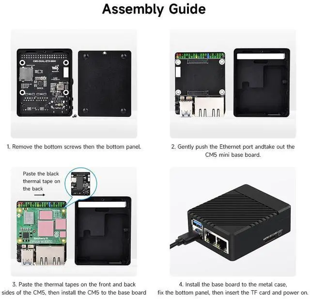 Alt view image 7 of 7 - Mini Dual Gigabit Ethernet Base Board, Mini-Computer Kit, Compatible with Compute Module 5 (NOT Included), for All Variants of CM5, Comes with Case and Power Supply