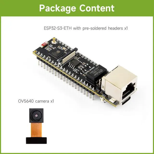 Alt view image 2 of 7 - ESP32-S3 ETH Dev Board, with Pre-soldered Headers, OV5640 Camera