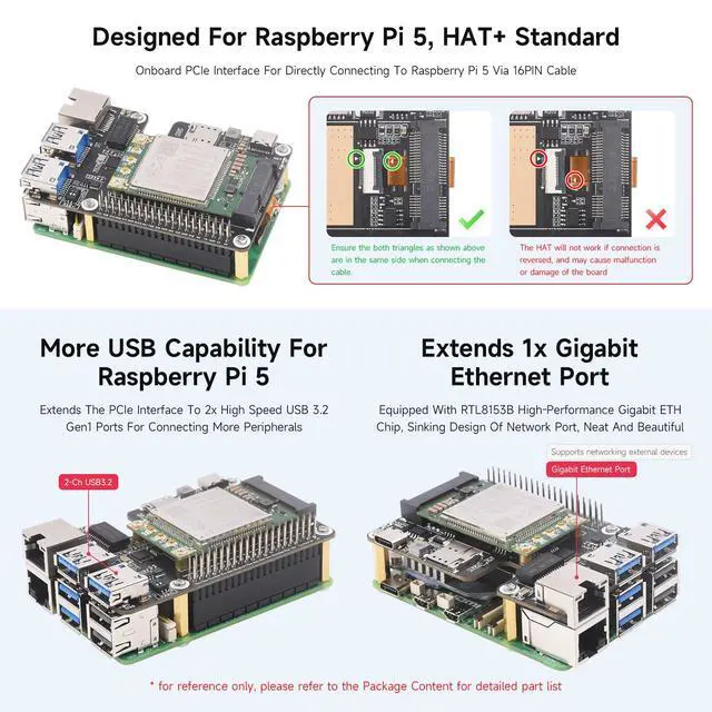 Alt view image 5 of 7 - PCIe to MiniPCIe/Gigabit Ethernet/USB 3.2 Gen1 HAT, Compatible with 5, Supports MiniPCIe Interface 4G Module, High-Speed Networking, Multiple OS Support