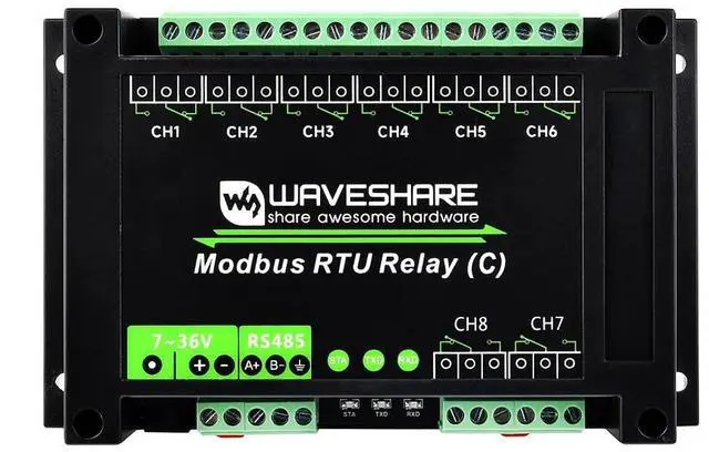 Main image of Modbus RTU 8-ch Latching Relay Module (C) with RS485 Interface, Multi Isolation Protection Circuits, Rail-Mounted Case