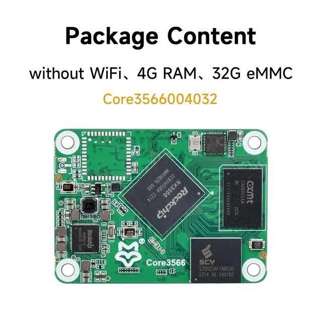 Alt view image 2 of 7 - Core3566 Module, Rockchip RK3566 Quad-Core Processor, Compatible with CM4, Without Wireless, 4GB RAM, 32GB eMMC Flash