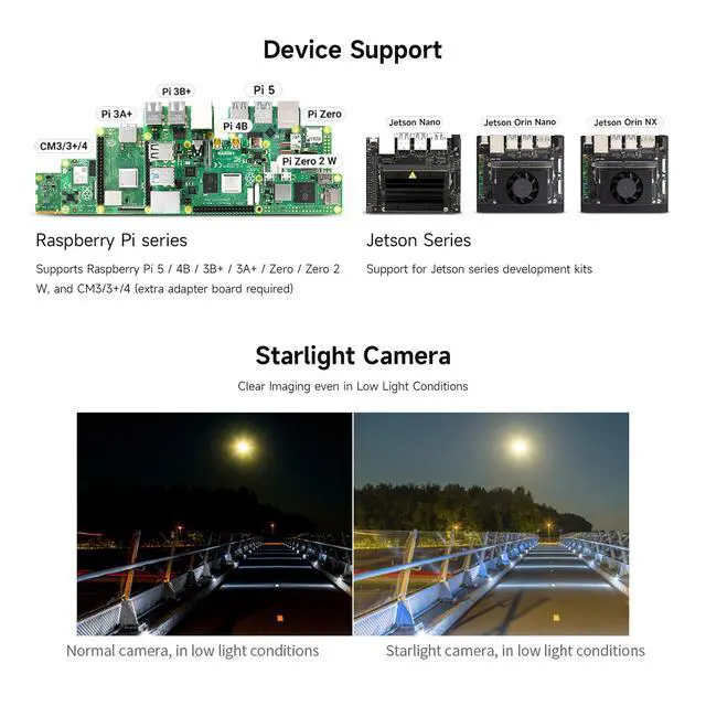 Alt view image 4 of 7 - IMX462-127 IR-Cut Starlight Camera Sensor Compatible with 4B/3B+/3A+/Zero/Zero 2 W/CM3/3+/4 Onboard ISP Fixed-Focus 2MP Supports Jetson Nano 1920×1080 PIXELS-127.9°Field of View