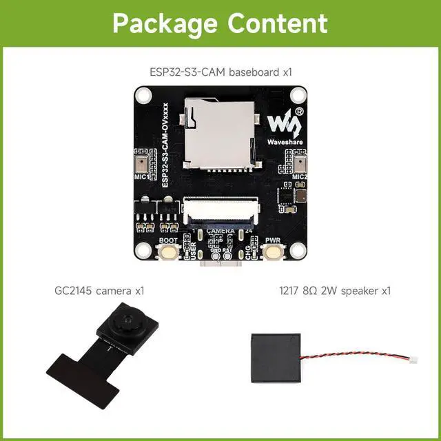Alt view image 2 of 7 - ESP32-S3 AIoT Camera Development Board, Integrated Audio Input and Output Module, Supports Connecting External Display, Image Capture & Recognition and AI Speech Interaction Support, GC2145
