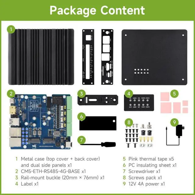 Alt view image 2 of 7 - Gigabit/2.5G Dual Ethernet Multi-Function Expansion Board Based on CM5 (NOT Included),RS485, 4G/5G Module and 4K Display Output, with Metal Case and Power Supply