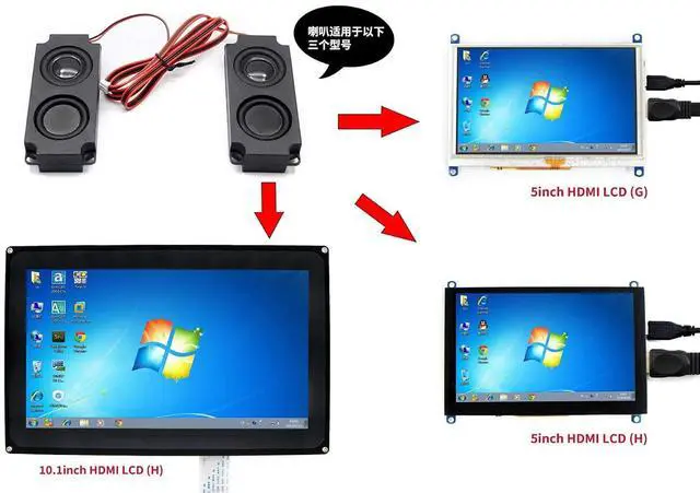 Alt view image 5 of 5 - 8 5W Speaker for use with 5inch HDMI LCD (G) 5inch HDMI LCD (H) 7inch HDMI LCD (H) and 10.1inch HDMI LCD (H)