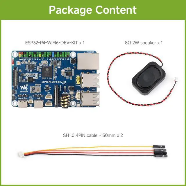 Alt view image 2 of 7 - ESP32-P4-WIFI6-DEV-KIT High-Performance Development Board, Based on ESP32-P4 & ESP32-C6, Supports Wi-Fi 6, Bluetooth 5 & BLE 5, Bundle with Board and Speaker