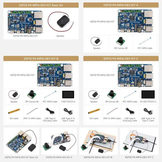 Alt view image 4 of 7 - ESP32-P4-WIFI6-DEV-KIT High-Performance Development Board, Based on ESP32-P4 & ESP32-C6, Supports Wi-Fi 6, Bluetooth 5 & BLE 5, Bundle with Board and Speaker