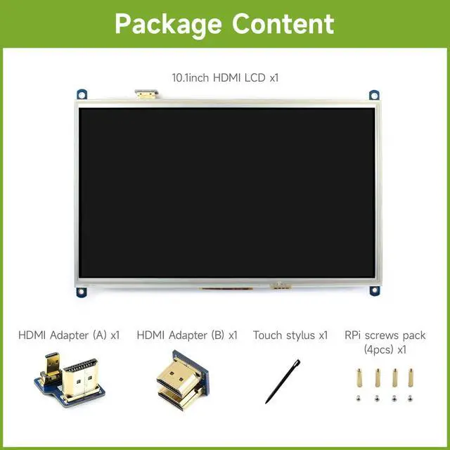 Alt view image 2 of 7 - 10.1inch Resistive Touch Screen LCD Compatible with 4B/3B+/3A+/2B/B+/A+/Zero/Zero W/WH/Zero 2W CM3+/4 1024×600 Resolution HDMI IPS Supports Windows