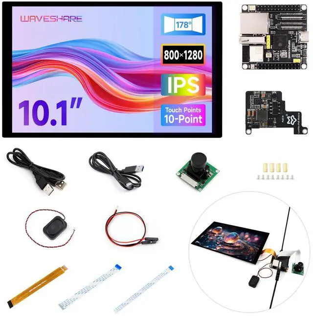 Main image of ESP32-P4-NANO High-Performance Development Board, Based On ESP32-P4 Chip with RISC-V Dual-core and Single-core Processors, Bundle with 10.1inch DSI LCD (12 Items)