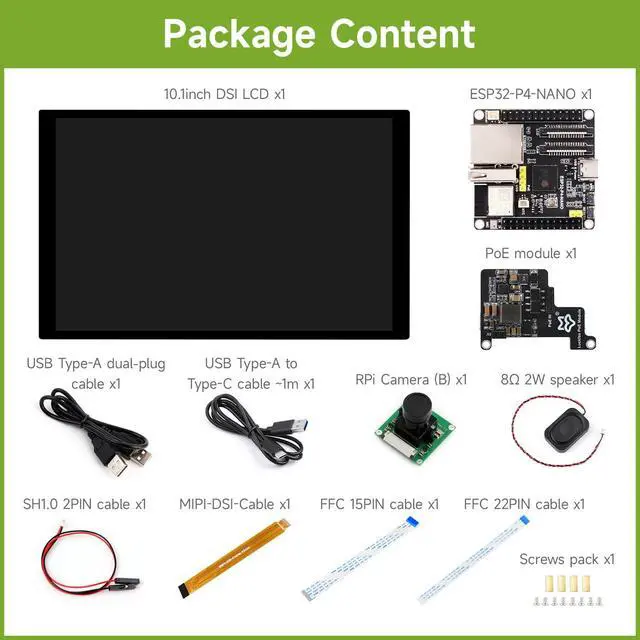 Alt view image 2 of 7 - ESP32-P4-NANO High-Performance Development Board, Based On ESP32-P4 Chip with RISC-V Dual-core and Single-core Processors, Bundle with 10.1inch DSI LCD (12 Items)