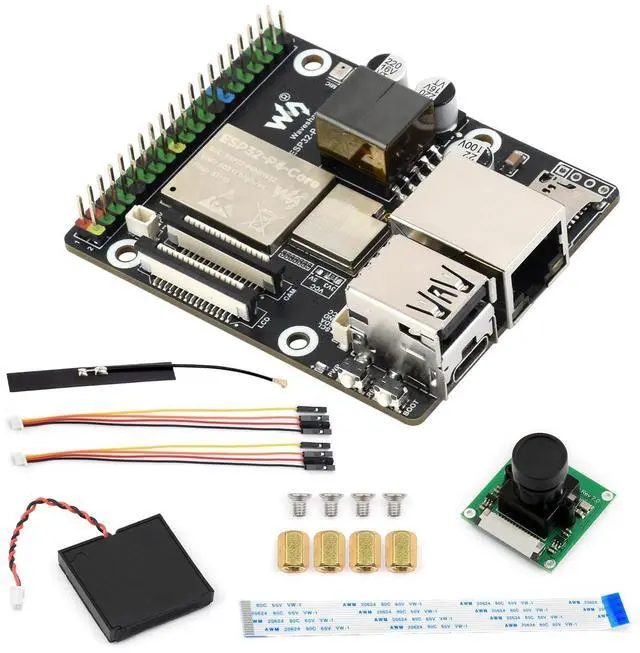 Main image of ESP32-P4-WIFI6-POE-ETH High-Performance Development Board, Based On ESP32-P4 and ESP32-C6, Supports Wi-Fi 6 and BLT 5 (LE), PoE Module, Bundle with Camera, Speaker and Cables (7 Items)