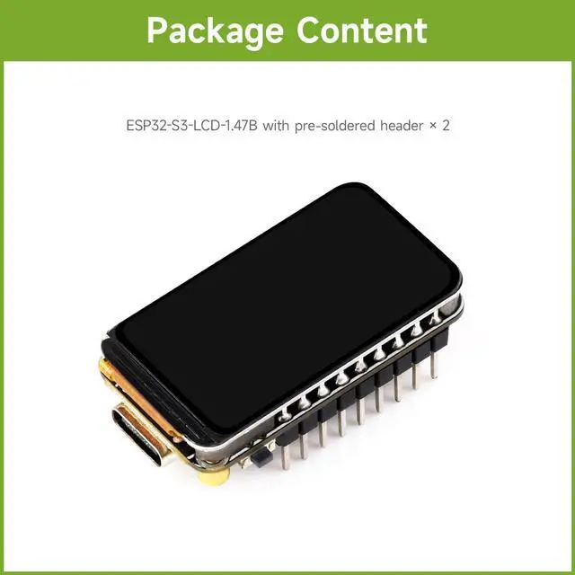 Alt view image 2 of 6 - ESP32-S3 1.47inch LCD Display Development Board, 172×320 Resolution, 262K Display Color, 2.4GHz Wi-Fi/BLE 5, 240MHz LX7 Dual-core Processor, ESP32 with Display, with Pre-soldered Header