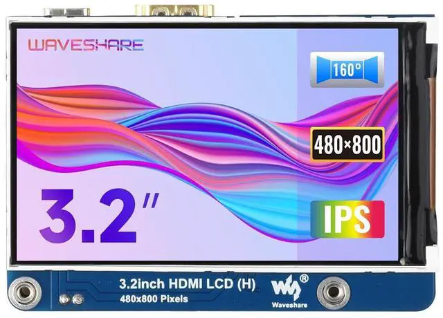 Main image of 3.2inch HDMI IPS LCD Display Compatible with 4B/3B+/3A+/2B/B+/A+/Zero/Zero W/WH/Zero 2W CM3+/4 Series Boards 480×800 Resolution No Touch Supports Jerson Nano/Windows