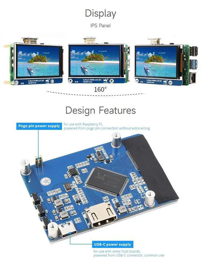 Alt view image 6 of 6 - 3.2inch HDMI IPS LCD Display Compatible with 4B/3B+/3A+/2B/B+/A+/Zero/Zero W/WH/Zero 2W CM3+/4 Series Boards 480×800 Resolution No Touch Supports Jerson Nano/Windows