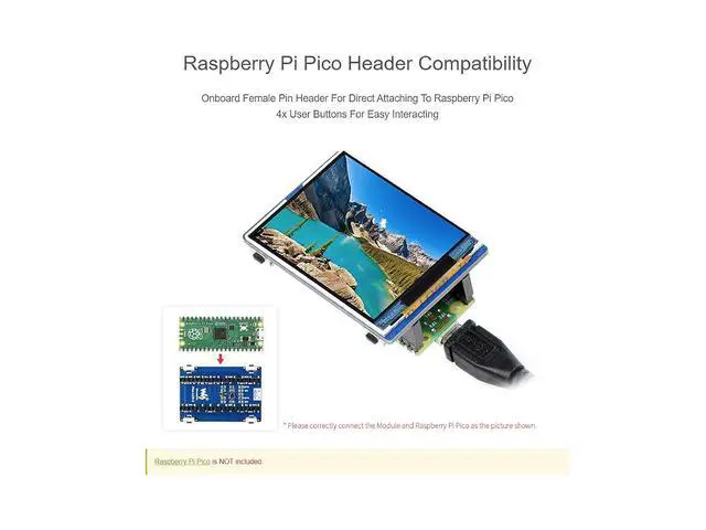 Alt view image 4 of 5 - 2inch LCD Display Module for Pico 320×240 Pixels 65K RGB Colors Embedded ST7789VW Driver with SPI Interface