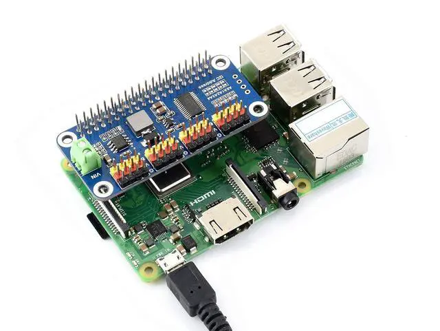 Alt view image 5 of 7 - Servo Driver Hat for 3B+ 3B 2B Zero WH Zero W Zero 16 Channel PWM Outputs 12 Bit Resolution I2C Interface