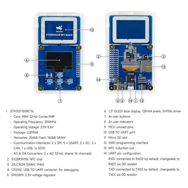 Alt view image 6 of 6 - ST25R3911B NFC Development Kit with AT32F413RCT7 Controller NFC Reader OLED Display Supports Multi NFC Protocols