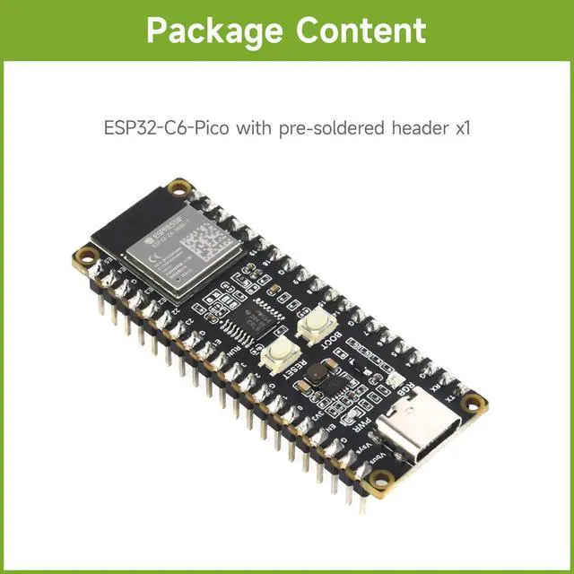 Alt view image 2 of 7 - ESP32-C6 Microcontroller, WiFi 6 Development Board, 160MHz Single-Core Processor, ESP32-C6-MINI-1 Module, with Pre-soldered Header