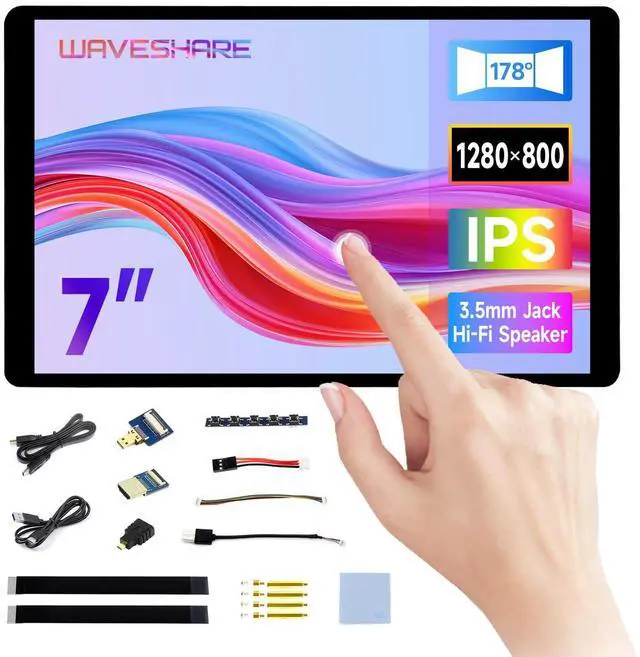 Main image of 7inch Wide Color Gamut Capacitive Touch Display, Compatible with 5/4B/3B/Zero/Zero W/Zero 2W/Pico/Pico, Supports Windows 11/10/8.1/8/7 and Jetson Nano/TX2/Xavier N/Orin