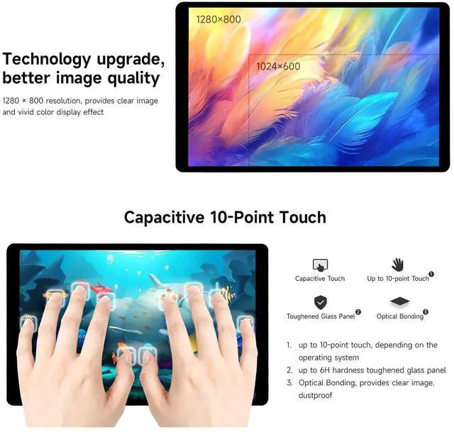 Alt view image 6 of 7 - 7inch Wide Color Gamut Capacitive Touch Display, Compatible with 5/4B/3B/Zero/Zero W/Zero 2W/Pico/Pico, Supports Windows 11/10/8.1/8/7 and Jetson Nano/TX2/Xavier N/Orin