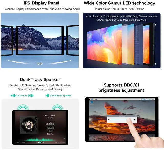 Alt view image 7 of 7 - 7inch Wide Color Gamut Capacitive Touch Display, Compatible with 5/4B/3B/Zero/Zero W/Zero 2W/Pico/Pico, Supports Windows 11/10/8.1/8/7 and Jetson Nano/TX2/Xavier N/Orin