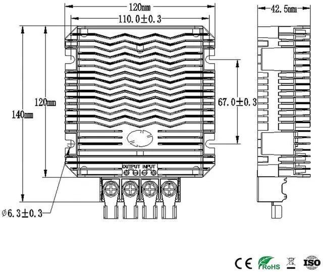 Alt view image 2 of 6 - Step-Down 24V 36V 48V 60V 72V to 12V 60A DC/DC Converter Regulator 18-90V Buck to 12 Volt Golf Cart Truck EV Power Supply