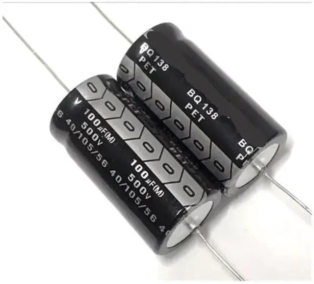 Main image of 2pcs 500v 100uf Axial Electrolytic Capacitor Capacitance 22x43mm +/- 20%
