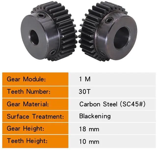 Alt view image 4 of 7 - 1pc 30T Spur Gear 1 Module Carbon Steel Pinion Gear with 5-16mm Bore for Agricultural and Mechanical Applications(1m 30t-bore 12.7 mm)
