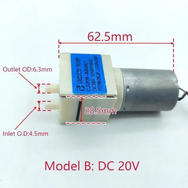 Alt view image 3 of 5 - CJVP28 Small Vacuum Air Pump DC 12V/20V Micro Diaphragm Self Priming Suction Pump Negative Pressure Pump DIY Monitor(Model B 20V)