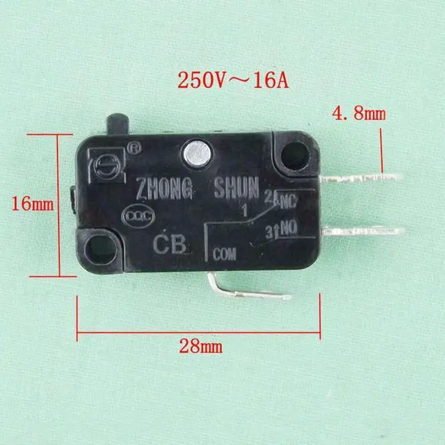 Alt view image 5 of 5 - High Power 250V&16A Micro Switch Fit for Microwave Electric Rice Cooker Repair Kits