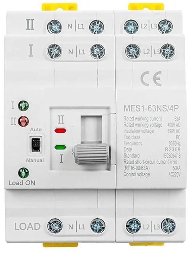 Main image of MES1-63NS/4P AC 400V 63A 4 Poles Mini Household ATS Dual Power Automatic Transfer Switch for Home Use Pc Class