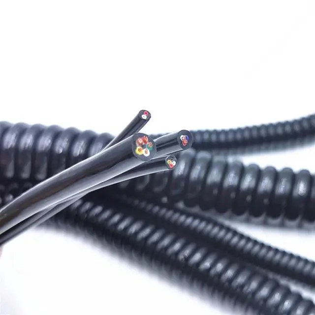 Alt view image 6 of 6 - Coiled Extension Cord, Spring Spiral Cable 2.5 M 5 M 7.5 M Black Power Cord Expandable Wire, and Cable 6 Core 8 Core 24AWG 20AWG,(8 Core 20awg,Line Length 5m)