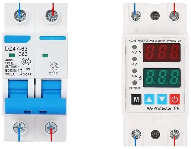 Alt view image 6 of 6 - LED Display 40A 63A 230V Adjustable Over/Under Voltage Protector Relay with Limit Current Protection(63A)
