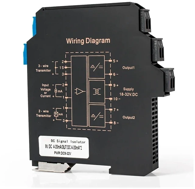 Main image of Signal Isolator High Precision 1 in 1 Out 0-10V to 0-5V Ultra-Thin DC Voltage Isolated Transmitter 4-20mA to 0-10V Analog Signal Isolator(1 in 2 Out,0-10V to 0-5V_DC24V Power Supply)