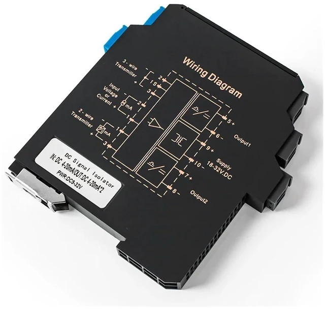 Alt view image 6 of 6 - Signal Isolator High Precision 1 in 1 Out 0-10V to 0-5V Ultra-Thin DC Voltage Isolated Transmitter 4-20mA to 0-10V Analog Signal Isolator(1 in 2 Out,0-10V to 0-5V_DC24V Power Supply)