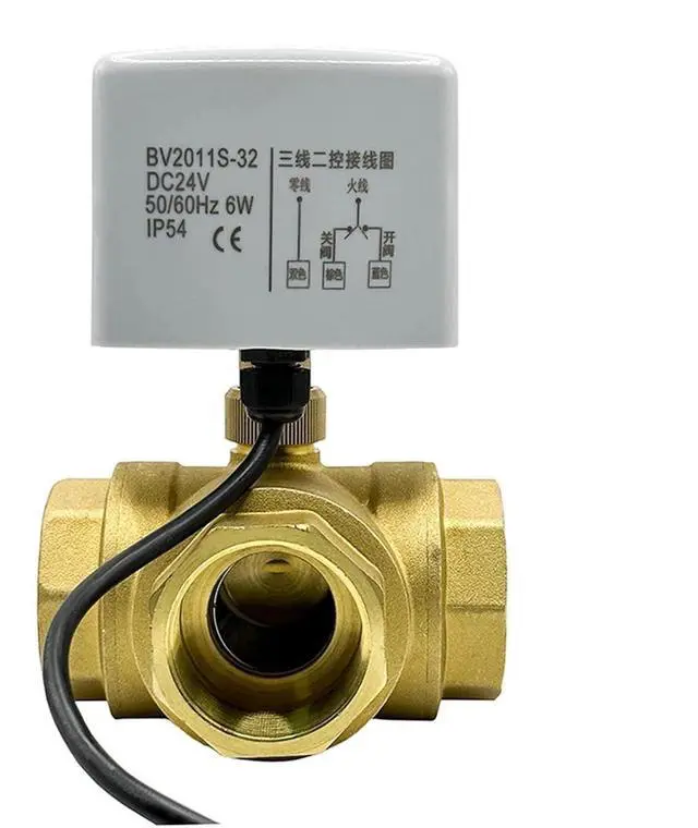 Main image of 1-1/2 Inch 3 Way Motorized Ball Valve 220V 12V 24V 3-Wire 2 Control T/L Type Brass Electric Ball Valve 1Pcs(T TYPE_220VAC)