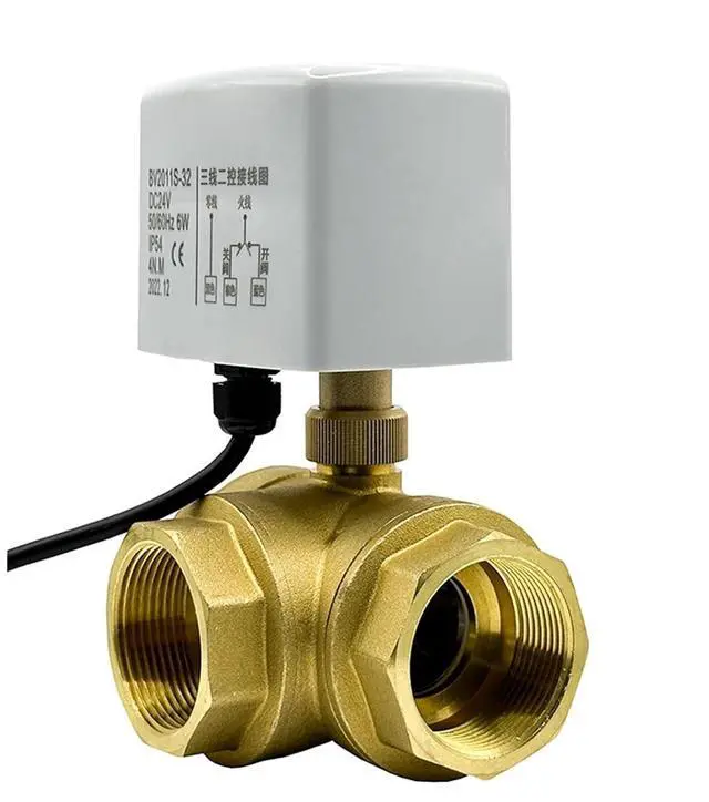 Alt view image 2 of 5 - 1-1/2 Inch 3 Way Motorized Ball Valve 220V 12V 24V 3-Wire 2 Control T/L Type Brass Electric Ball Valve 1Pcs(T TYPE_220VAC)
